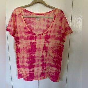 Route 66 Pink and Orange Tie-Dye Short Sleeve Top